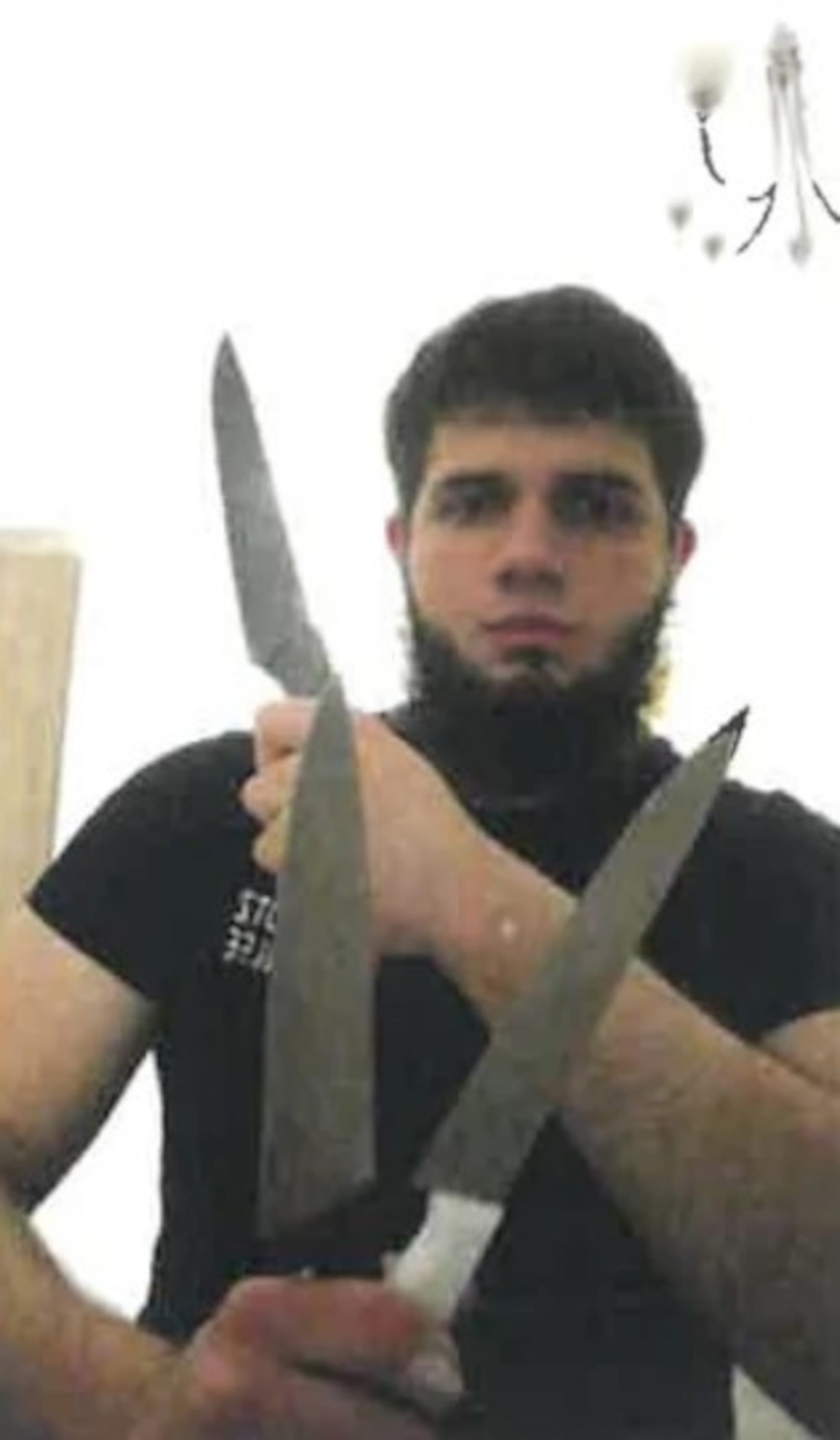 Picture shows Beran A. with knives, undated. He wanted to detonate a bomb at the Taylor Swift concert. Note: Private photo. (Newsflash/NX)